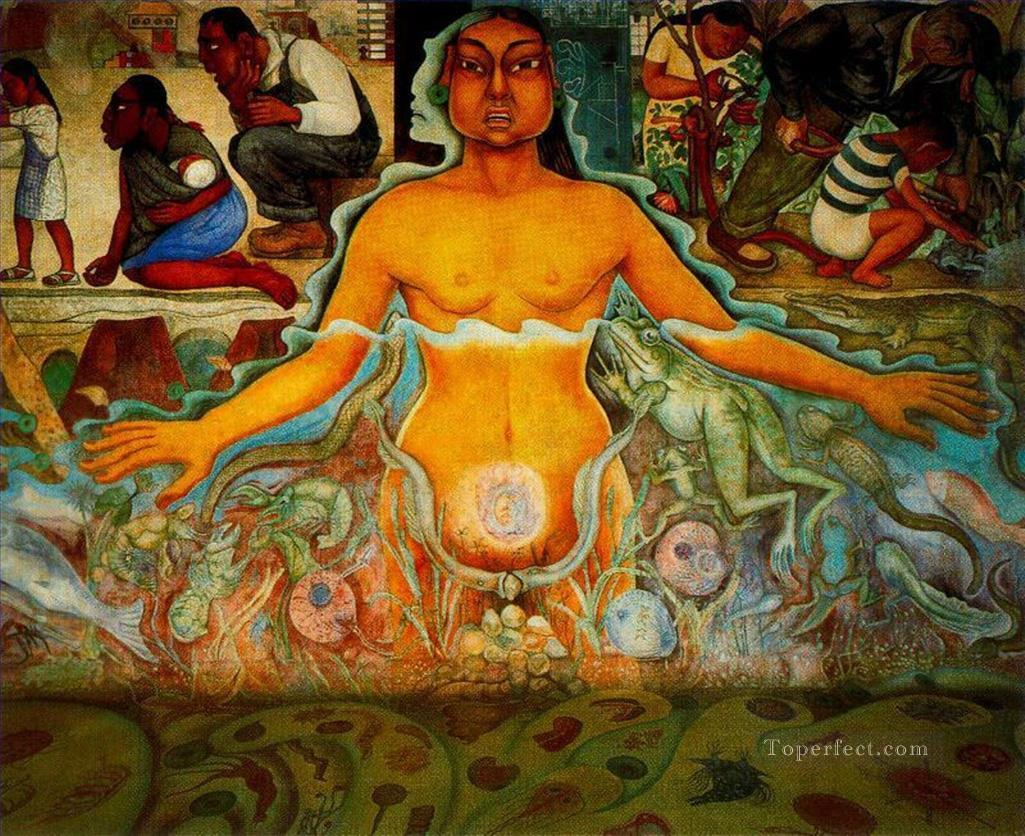 figure symbolizing the asian race 1951 Diego Rivera Oil Paintings